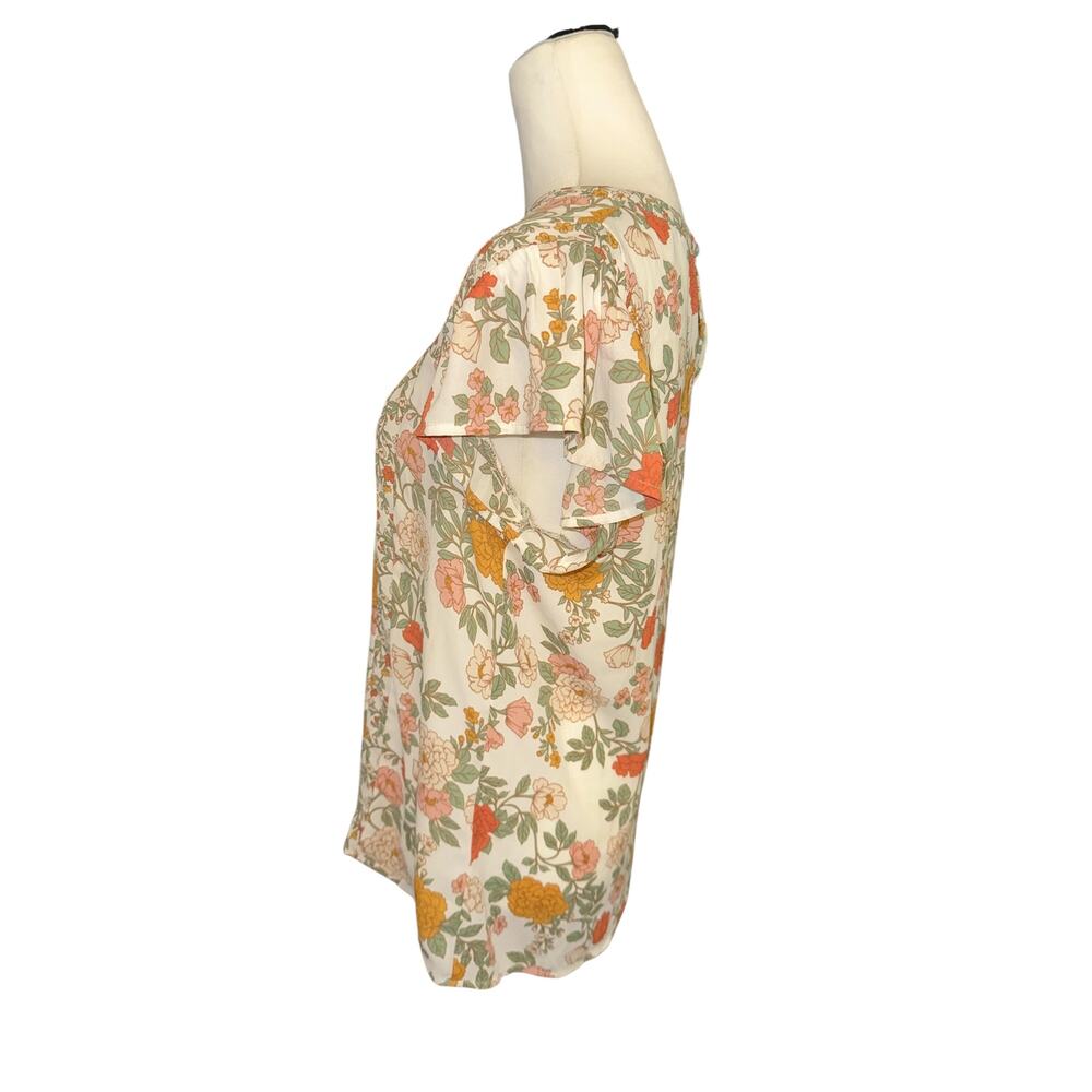 DR2 Women's Short Sleeve Top White Floral Small - Picture 5 of 5